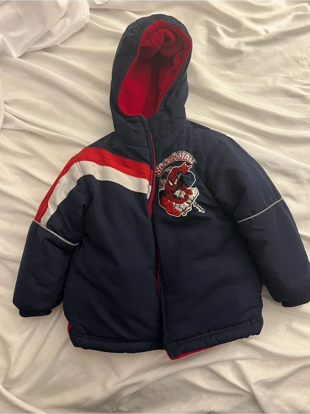 Children's Navy & Red Spider-Man Hooded Puffer Jacket